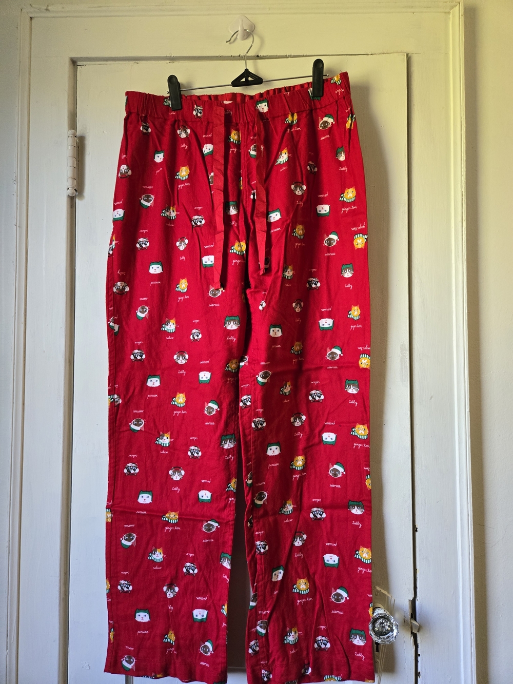 Lands' End Red Women's Pajama Pants with Cat Print Medium 10-12